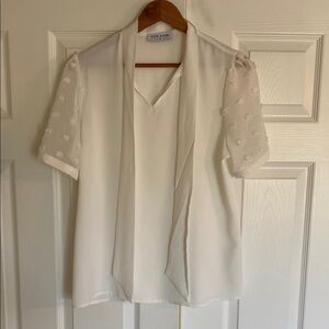 Crisp White Short Sleeve V-Neck Blouse